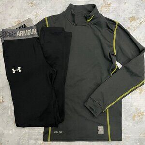 Girls Youth Medium Nike Thermal Shirt & Under Armour Tight Leggings Base Layer